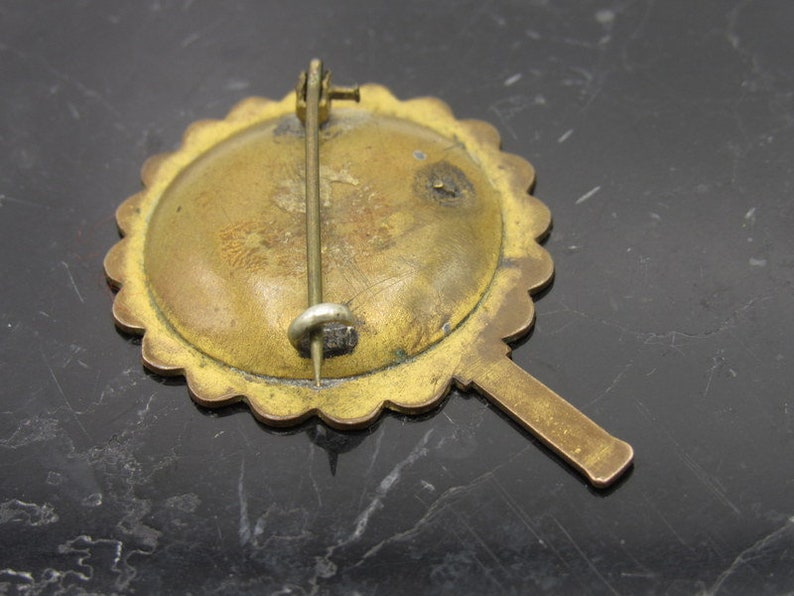 DU TEMPS PERDU / Broche de luto victoriano latón y plata de ley / Pájaro y flor grabados / Movimiento estético americano / Espalda soldada imagen 5