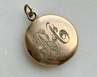 BA | Victorian Edwardian Gold Filled Locket | Authentic Antique | Simple Monogram Design | Minimalist Charm