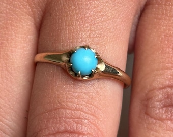 NELL | 20e-eeuwse ring van 14k GF en turkoois glas | Antiek tot midden van de eeuw ring | Gold filled ring | Niet massief goud