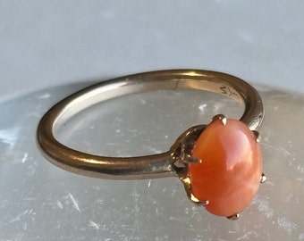 FIAMMETTA | Lively Victorian Edwardian Fire Opal Ring | J.R. Wood and Sons | Claw Setting | 14k Yellow Gold | Marvelous Petite Ring