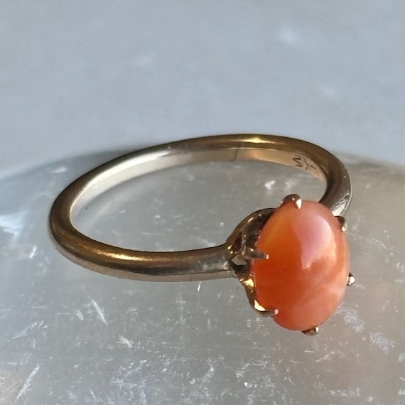 FIAMMETTA | Lively Victorian Edwardian Fire Opal Ring | J.R. Wood and Sons | Claw Setting | 14k Yellow Gold | Marvelous Petite Ring