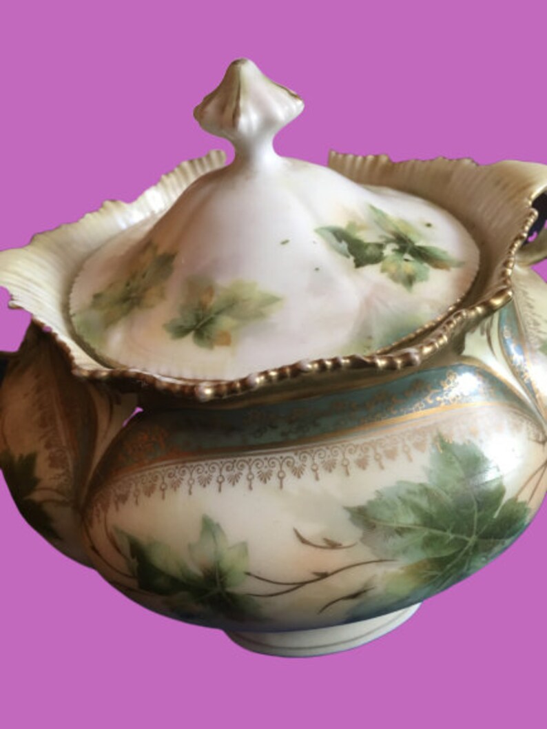 AntiqueVintage RS Prussia porcelain sugar bowl with lid