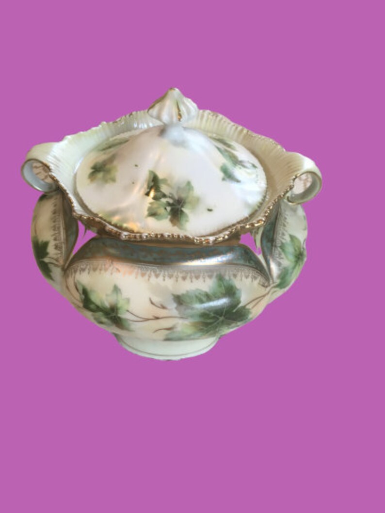 AntiqueVintage RS Prussia porcelain sugar bowl with lid