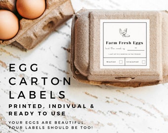 Egg Carton Labels, Ready to use, Farm fresh egg stickers,