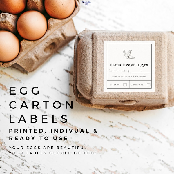 Egg Carton Labels, Ready to use, Farm fresh egg stickers,