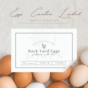 Egg Carton Label Digital Download - Printable Sticker, for Farm or Coop ...