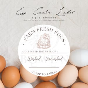 Egg Carton Label Digital Download - Printable Sticker, For Farm or Coop, Custom Egg Carton, PNG Digital File, Instant Download, Chicken Eggs