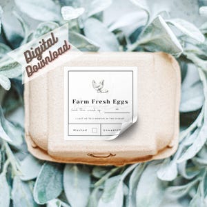 Egg Carton Label Digital Download - Printable Sticker, For Farm or Coop, Custom Egg Carton, PNG Digital File, Instant Download, Chicken Eggs