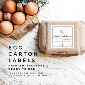 PRINTED Egg Carton Labels, Ready to use, Farm fresh egg stickers, individual labels egg carton labels.