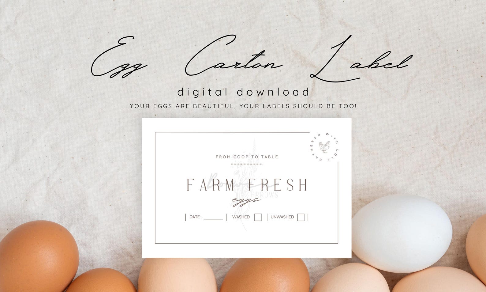 Egg Carton Label Digital Download - Printable Sticker, for Farm or Coop ...