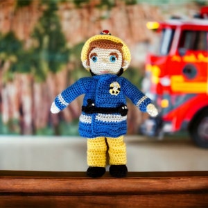 Fireman firefighter Sam dressable doll customizable crochet Amigurumi, toy, made to order
