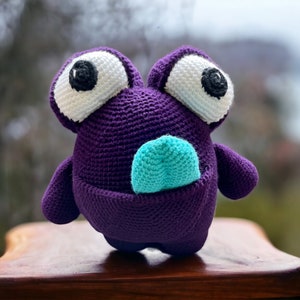 Purple friendly monster stuffed animal handmade crochet amigurumi toy