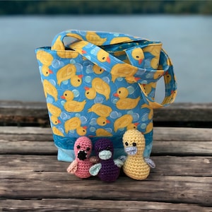Rubber duck bag and duckies toy and bag, quilted
