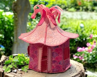 Fairy house in pink with fairies playset handmade pretend play, travel toy