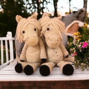 Pluszowa lalka w kształcie konia, miękka, szydełkowana Amigurumi, zabawka, wykonana na zamówienie, pasuje do Twojego konia, spersonalizowana