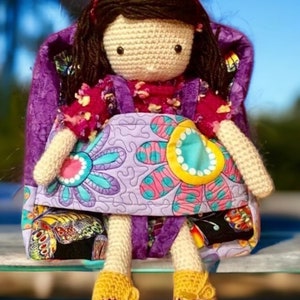 Handmade doll backpack for dolls up to 15” tall made to order