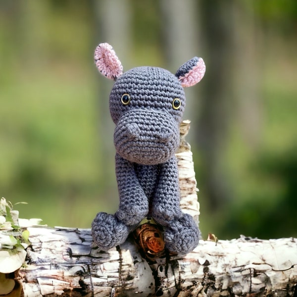 Fiona the hippo plush crochet doll cute cuddly hippo Amigurumi made to order