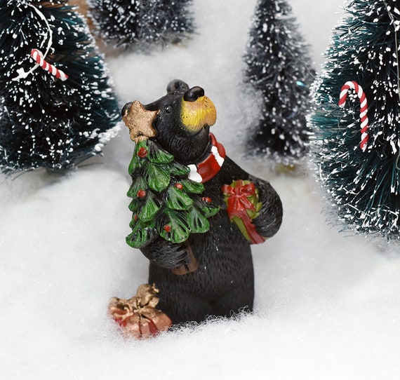 Christmas Black Bear Holding Christmas Tree and Presents | Etsy