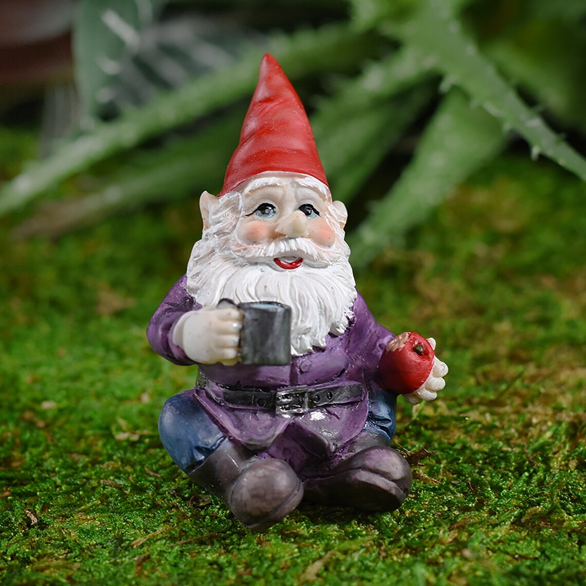 Garden Gnome Eating Lunch Miniature Fairy Garden Supply Etsy