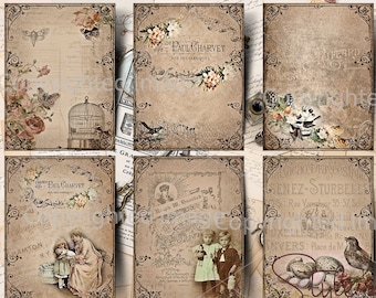Vintage Ephemera Cards, Romantic Journaling, Scrapbook Embellishments (Digital Download)