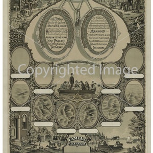 Vintage Family Record Family Tree - Geneology Victorian Antique Document printable ephemera digital collage sheet poster 1800's Americana