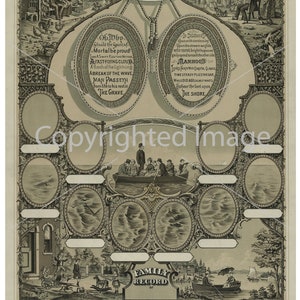 Vintage Family Record Family Tree - Geneology Victorian Antique Document stampabile effimera collage digitale foglio poster 1800 Americana