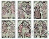 6 large Antique French Rococo Fashion Digital ATC vintage printable journaling cards scrapbook 3 quot x4 instant download digital collage sheet
