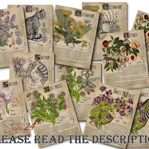 Grimoire Herbal Pages No.5, Witchcraft, Printable Book of Shadows, BOS, Digital Download of Plants, Spell Ingredient, Green Witch