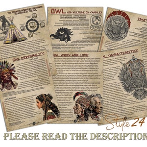 Owl (Vulture, Candle)- Mayan Astrology, Book of Shadows Printable Pages, Mayan Birth Chart Reading, Destiny Chart, Correspondence, BOS, DIY