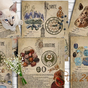 Book of Shadows, Printable pages of Crystals and Minerals, Witchcraft, BOS Sheets, Magic Potion, Spell Ingredient, Witch encyclopedia 4 DIY