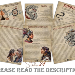 Serpent- Mayan Astrology, Book of Shadows Printable Pages, Mayan Birth Chart Reading, Destiny Chart, Correspondence, Digital BOS, DIY, Aztec