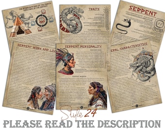 Serpent- Mayan Astrology, Book of Shadows Printable Pages, Mayan Birth Chart Reading, Destiny Chart, Correspondence, Digital BOS, DIY, Aztec