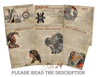 Earth (Earthquake)- Mayan Astrology, Book of Shadows Printable Pages, Mayan Birth Chart Reading, Destiny Chart, Correspondence, Digital BOS