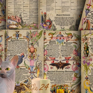 Magia delle candele Stregoneria 3- Erbe magiche, gemme, conchiglie, talismani, libro delle ombre, libro degli incantesimi, stampabile, pagine del grimorio, BOS, Wicca, fai da te