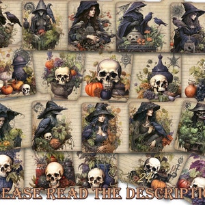 Cartões de receitas em branco da bruxa de Halloween, série do livro das sombras, bruxaria, para impressão, grimório, ervas, download digital, álbum de recortes vintage