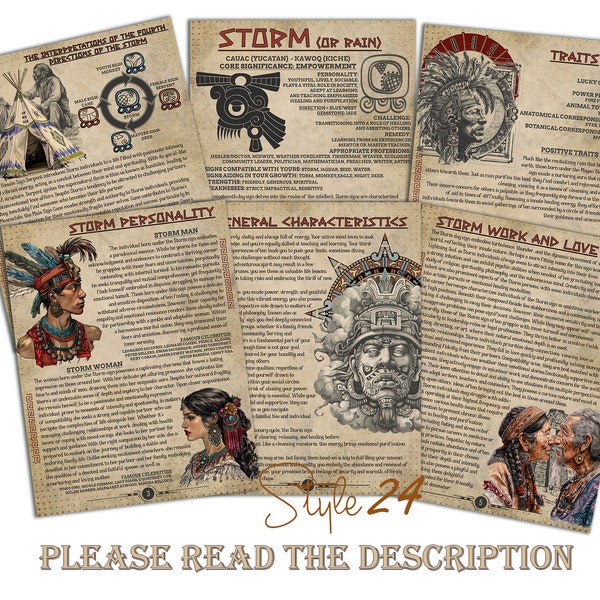 Storm (Rain)- Mayan Astrology, Book of Shadows Printable Pages, Mayan Birth Chart Reading, Destiny Chart, Correspondence, Book of Shadows