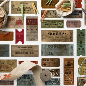BUNDLE! 110 Different Vintage Tickets Pack Printable Tickets Scrapbooking Embellishments Paper Crafting Crafts Digital Download Junk Journal