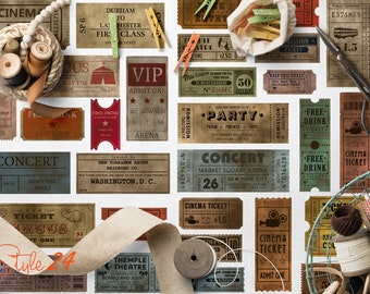 BUNDLE! 110 Different Vintage Tickets Pack Printable Tickets Scrapbooking Embellishments Paper Crafting Crafts Digital Download Junk Journal