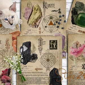 Book of Shadows, Printable pages of Crystals and Minerals, Witchcraft, BOS Sheets, Magic Potion, Spell Ingredient, Witch encyclopedia 8 DIY