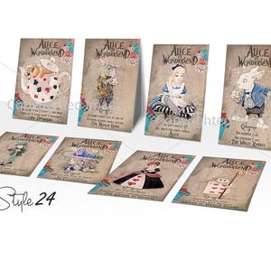 Alice in Wonderland Labels printable ATC vintage images paper crafting scrapbooking card making diy instant download digital collage sheet