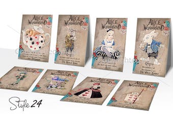 Alice in Wonderland Labels printable ATC vintage images paper crafting scrapbooking card making diy instant download digital collage sheet
