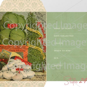 Antique Garden Vegetable Seed Packet Images, Victorian Ephemera (Digital Sheet) image 3