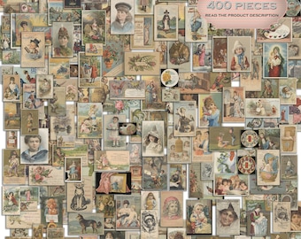Vintage Ephemera Kit: 400 Viktorianische Werbung & Postkarten (Printable)