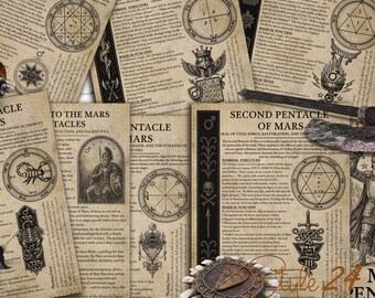 Salomons Pentakel des Mars – Druckbare Book of Shadows Seiten (9-seitiges Grimoire Set)