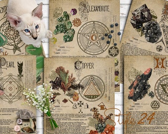 Book of Shadows, Printable pages of Crystals and Minerals, Witchcraft, BOS Sheets, Magic Potion, Spell Ingredient, Witch encyclopedia 7 DIY