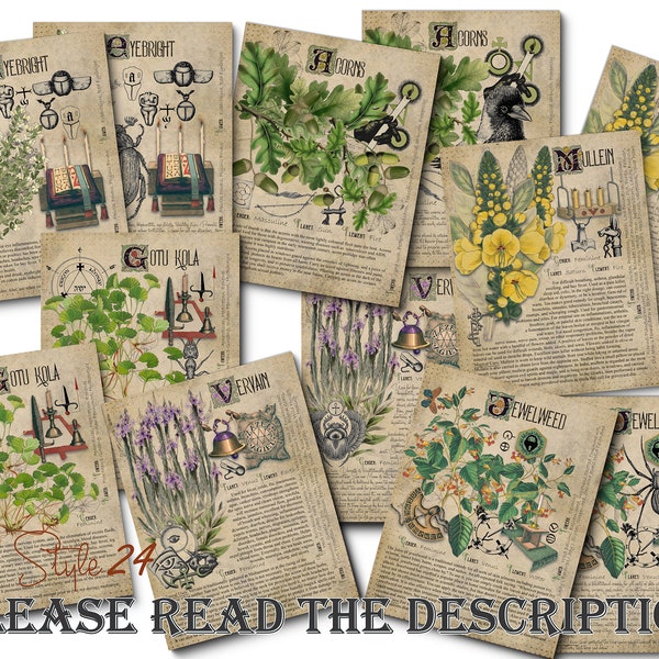 Grimoire Herbal Pages No.22, Witchcraft, Printable Book of Shadows, BOS, Digital Download of Plants, Spell, Herb Profiles, Green Witch