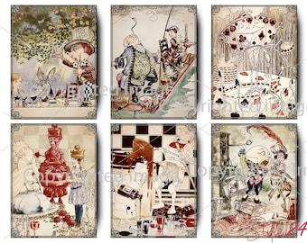 Alice in Wonderland Journaling Cards, Vintage Scrapbook Embellishments (Digital Download)