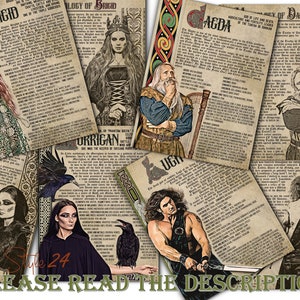 Keltische Götter und Göttinnen #1, BOS Hexen Journal Seiten, Briefe, Wicca Mythologie, digitales Grimoire, Buch der Schatten zum Ausdrucken
