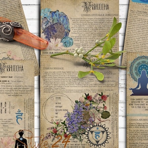 Le cinquième chakra de la correspondance et de la guérison, Livre des ombres, pages imprimables, feuilles de BOS, équilibres et déséquilibres, cristaux, pierres précieuses, plantes