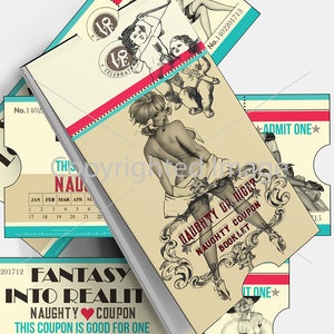 Printable Naughty Coupon Book Sex Coupons Printable Man Gift Printable Woman Gift Valentine Naughty Tickets instant download digital collage